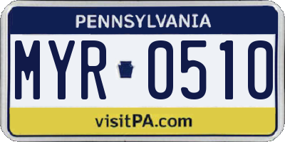 PA license plate MYR0510