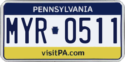 PA license plate MYR0511