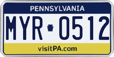 PA license plate MYR0512