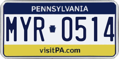 PA license plate MYR0514