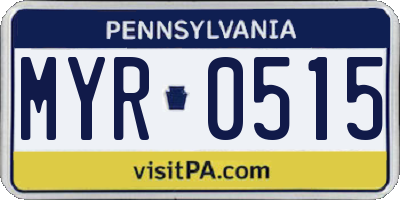 PA license plate MYR0515