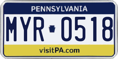 PA license plate MYR0518
