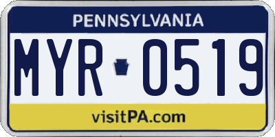 PA license plate MYR0519