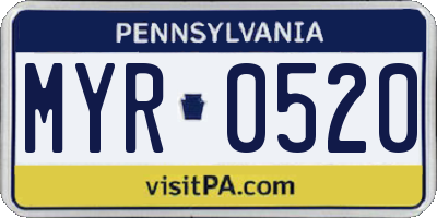 PA license plate MYR0520