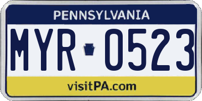 PA license plate MYR0523