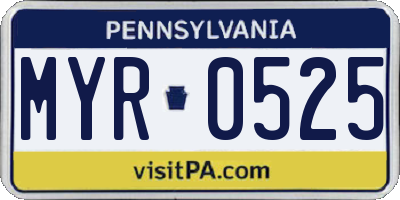 PA license plate MYR0525