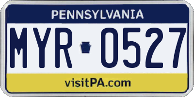 PA license plate MYR0527