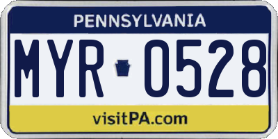 PA license plate MYR0528