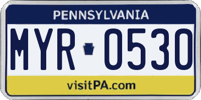 PA license plate MYR0530