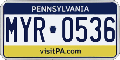 PA license plate MYR0536