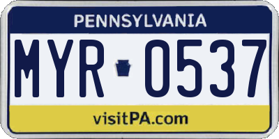PA license plate MYR0537