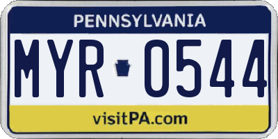 PA license plate MYR0544