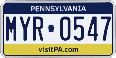 PA license plate MYR0547