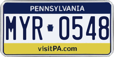 PA license plate MYR0548