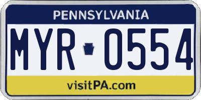 PA license plate MYR0554