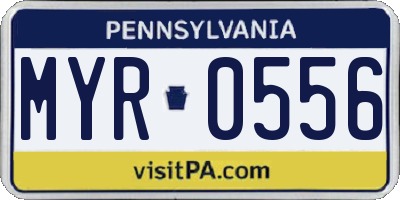PA license plate MYR0556