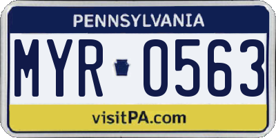 PA license plate MYR0563