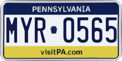 PA license plate MYR0565
