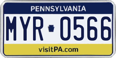 PA license plate MYR0566