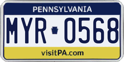 PA license plate MYR0568