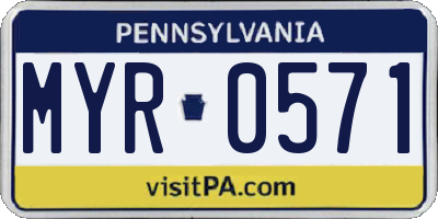 PA license plate MYR0571