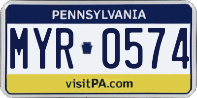 PA license plate MYR0574