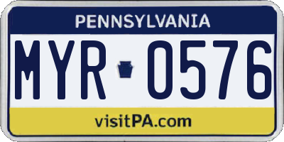 PA license plate MYR0576