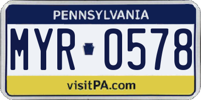 PA license plate MYR0578