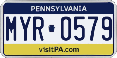 PA license plate MYR0579
