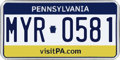 PA license plate MYR0581