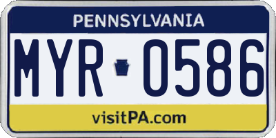 PA license plate MYR0586