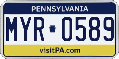 PA license plate MYR0589