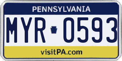 PA license plate MYR0593