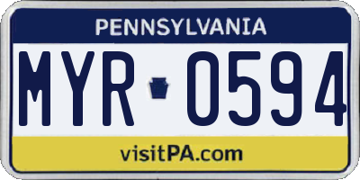 PA license plate MYR0594