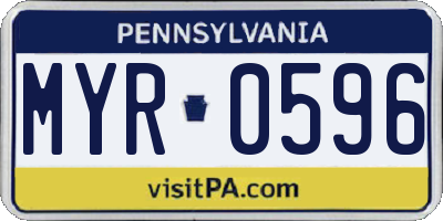 PA license plate MYR0596