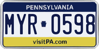PA license plate MYR0598