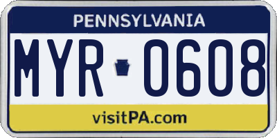 PA license plate MYR0608