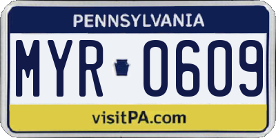 PA license plate MYR0609