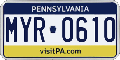 PA license plate MYR0610