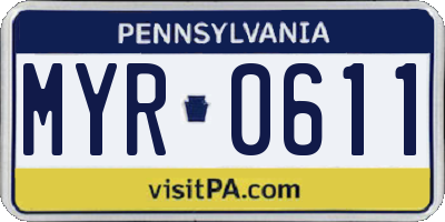 PA license plate MYR0611