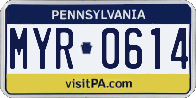 PA license plate MYR0614