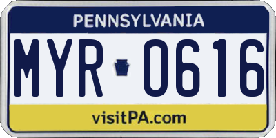 PA license plate MYR0616