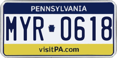 PA license plate MYR0618