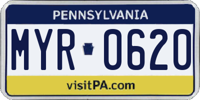 PA license plate MYR0620