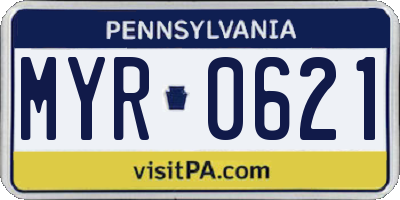 PA license plate MYR0621
