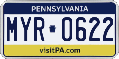PA license plate MYR0622