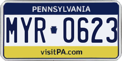 PA license plate MYR0623