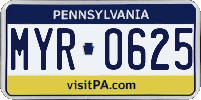 PA license plate MYR0625