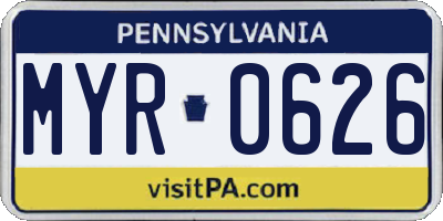 PA license plate MYR0626