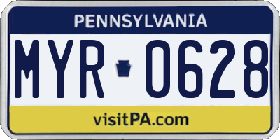 PA license plate MYR0628